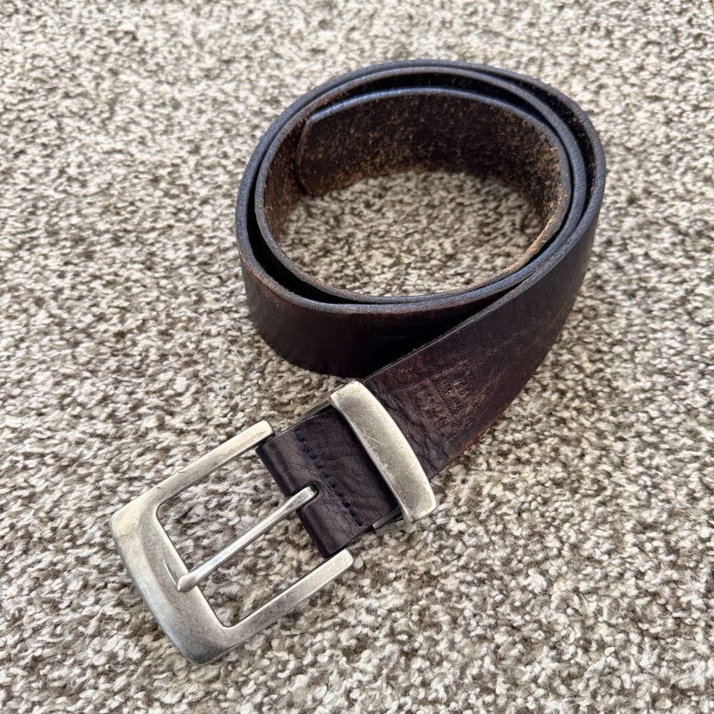 VTG Fossil Men's 32 Full Grain Cowhide Brown Leather Classic Western Belt
